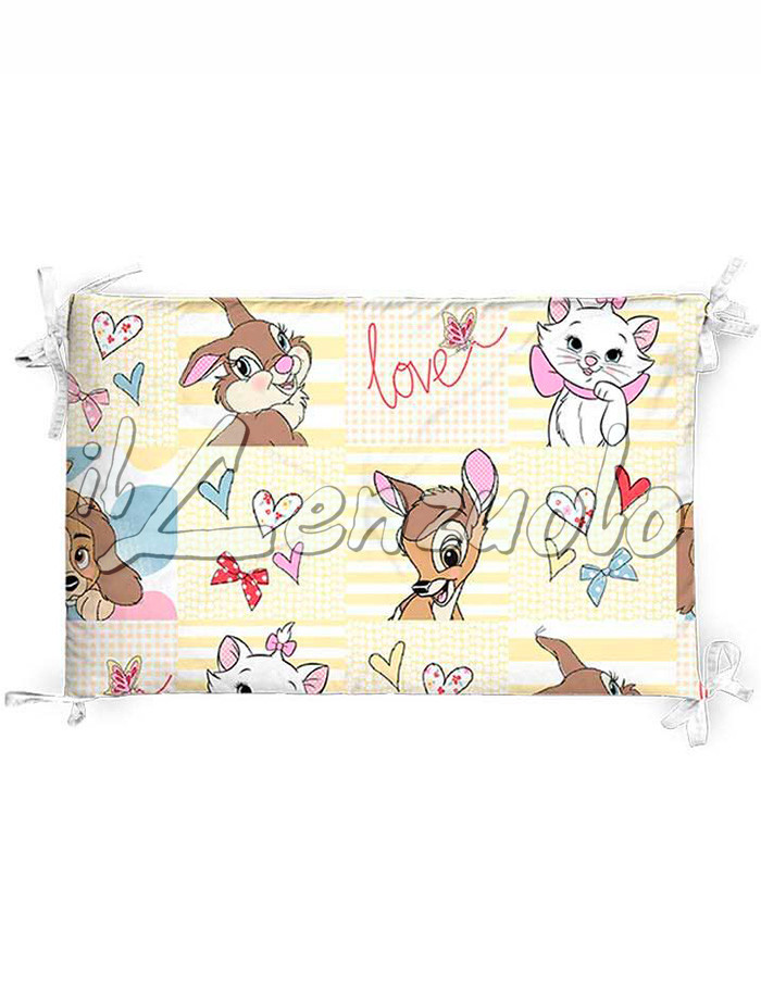 Paracolpi Disney LOVE cm 180x43 imbottito per lettino a cancelli Paracolpi Disney LOVE cm 180x43 imbottito per lettino a cancelli