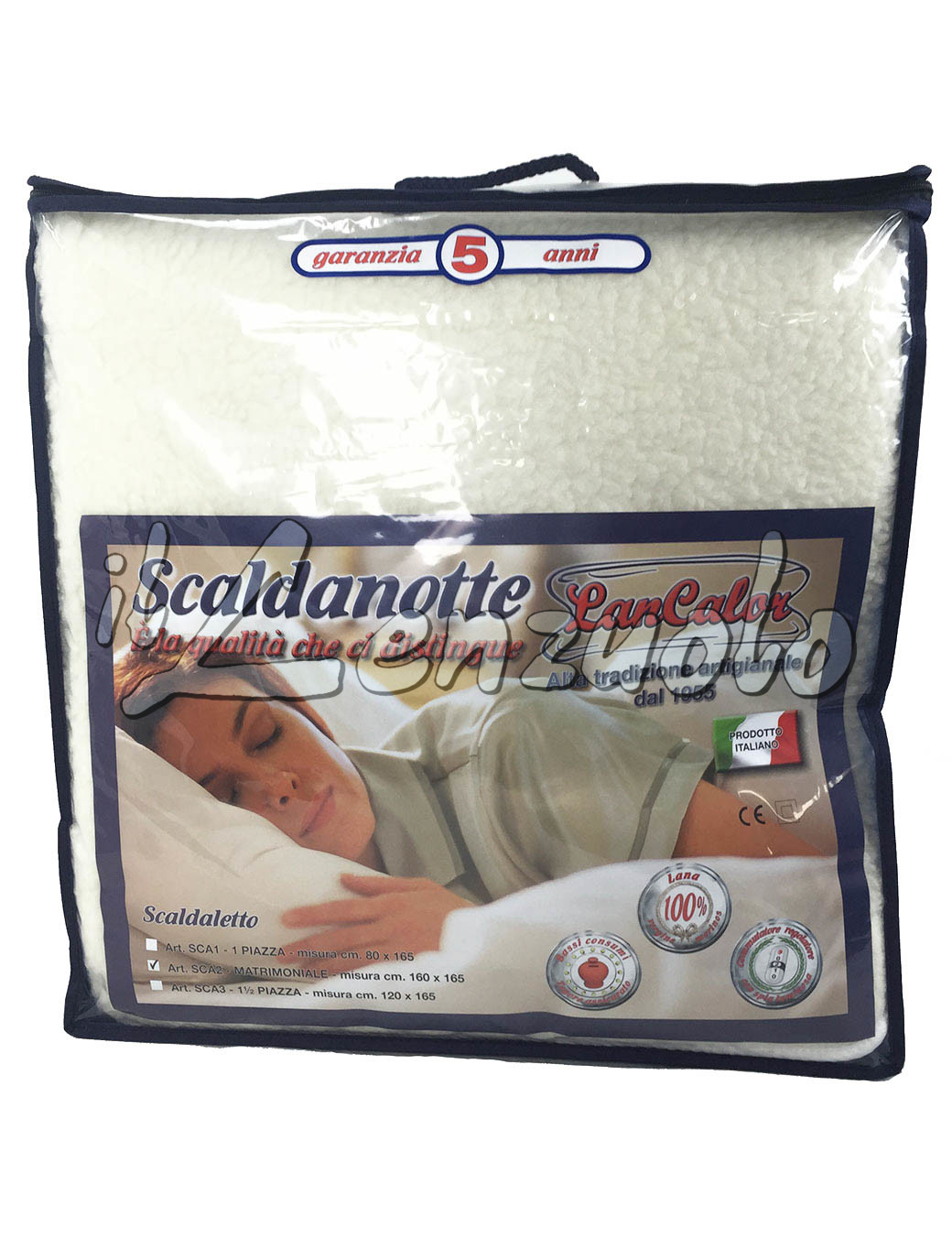 LANCALORScaldanotte Scaldaletto 100/% Pura Lana Merinos Coprimaterasso Termico