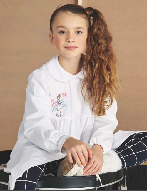 Grembiule scuola elementare PRIMO DELLA CLASSE per bambina bianco - immagine 6
