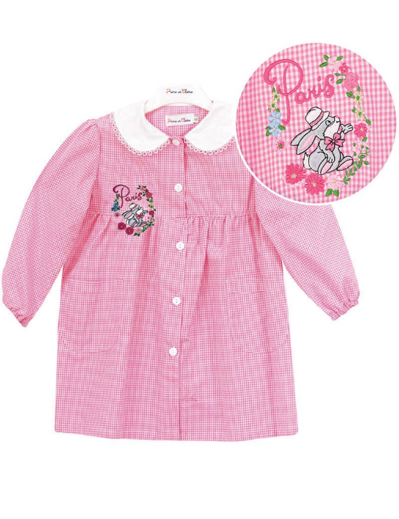 grembiule scuola bimba asilo con bottoni bianco e rosa art. 742