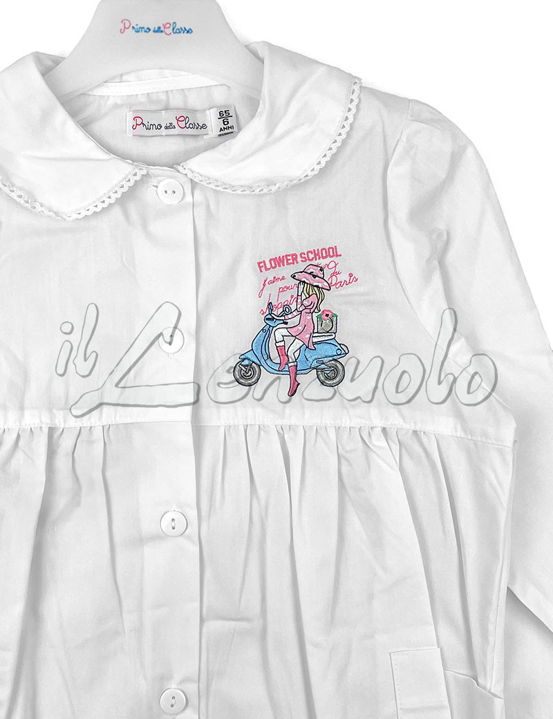 Grembiule Bianco Scuola Elementare Bambina 8 Anni 128 cm tg.75 Rock Mariano