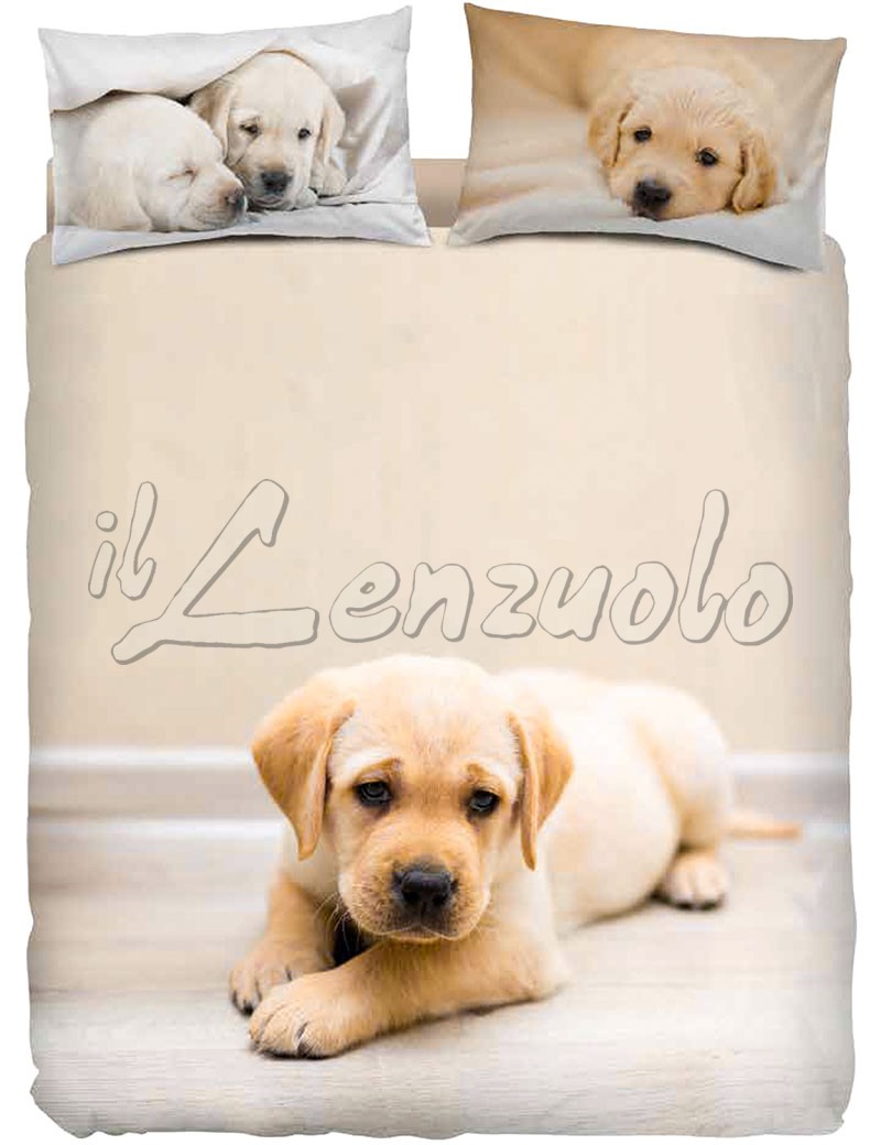 Copripiumino Singolo Cane Giallo Set Lenzuola Letto Singolo