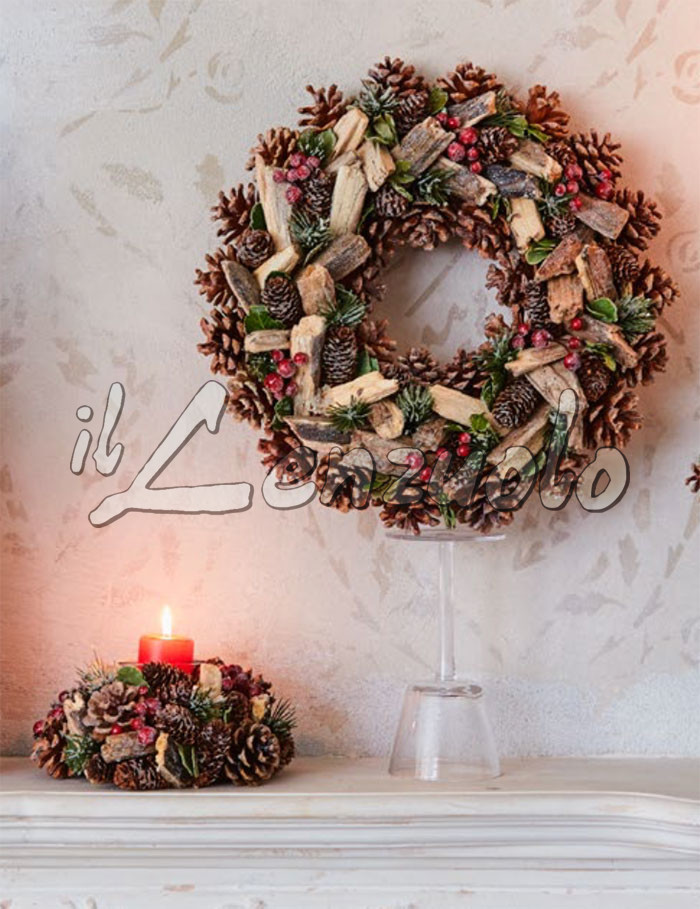 Immagini Natalizie Con Candele.Portacandele Natalizio Con Pigne E Bacche By Preziosa