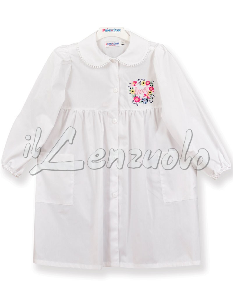 Grembiule Bianco Scuola Elementare Bambina 8 Anni 128 cm tg.75 Rock Mariano