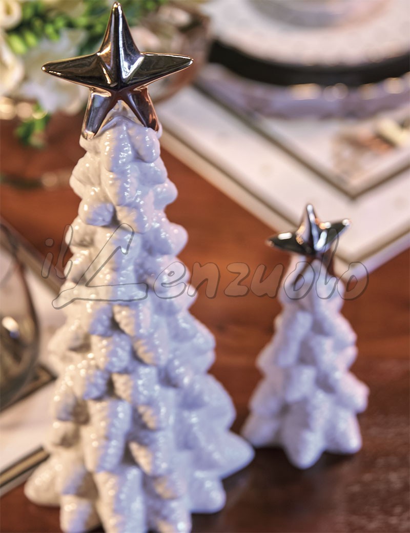 Decorazioni Albero Di Natale Con Pigne.Albero Natalizio In Porcellana Con Pigne E Stella Oro By Preziosa