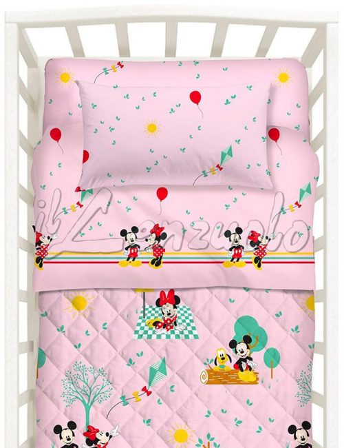 Set Lenzuola Minnie Topolina Lettino Neonato Baby Amici Rosa Disney Caleffi 