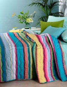 Coperta Letto alla Francese Leggera Fantasia Arcobaleno HomeLife Copriletto una piazza e Mezza Primaverile Estivo Piquet Lenzuolo Copriletto Leggero 1,5P 220x280 Made In Italy Blu
