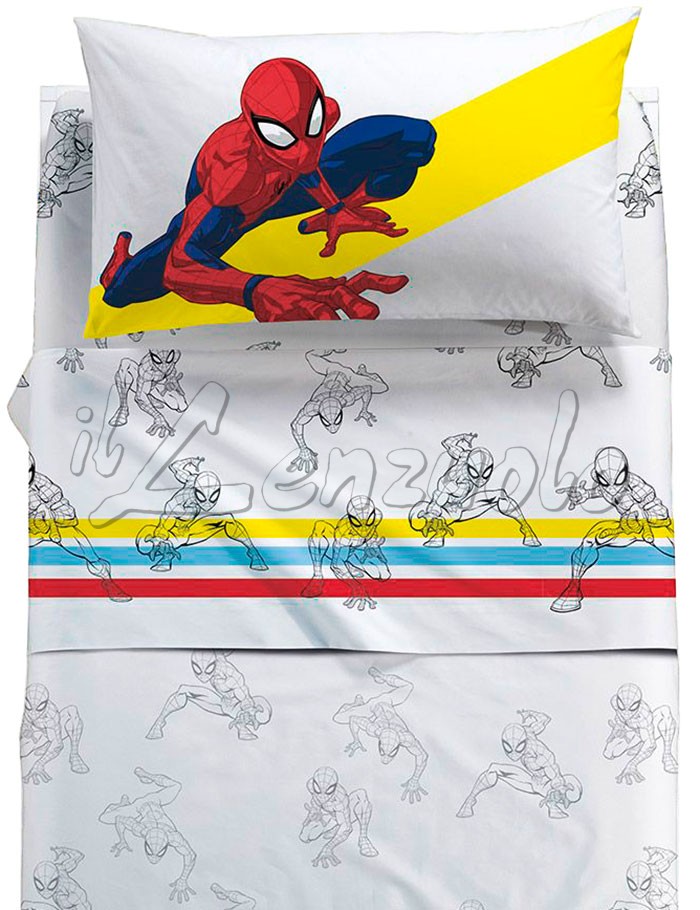 Caleffi Completo lenzuola in Flanella SPIDERMAN COLORS CALEFFI 100% cotone 