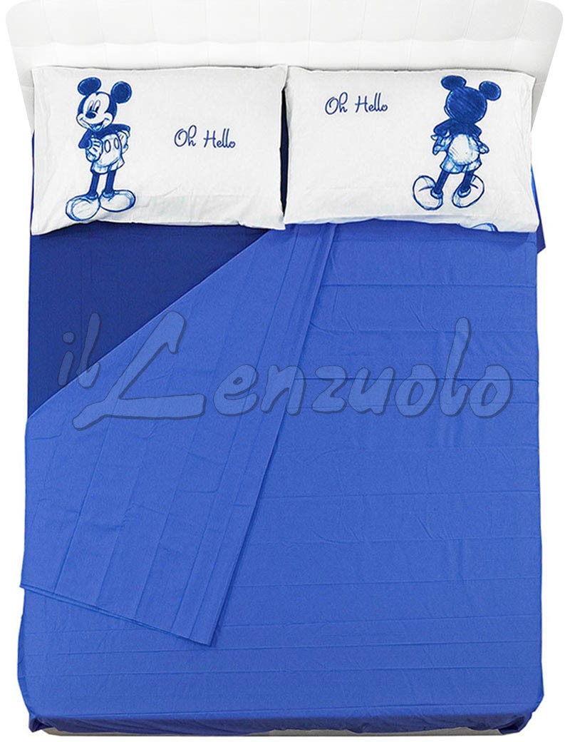 Lenzuola matrimoniali Disney MICKEY OK di Caleffi in puro cotone