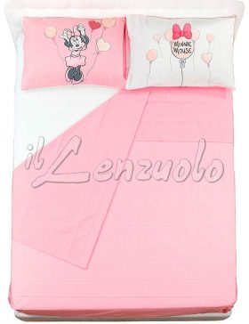 Lenzuola matrimoniali Disney MINNIE LOVE di Caleffi in puro cotone