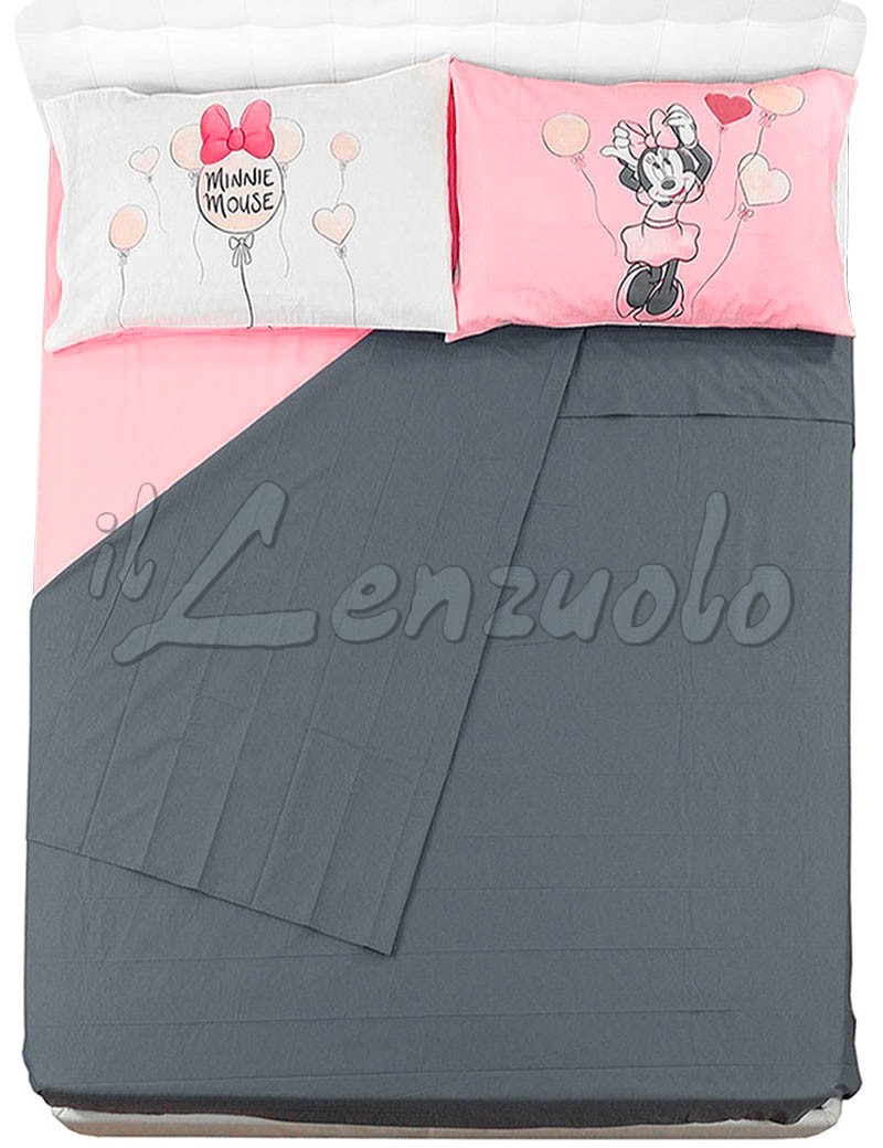 Lenzuola matrimoniali Disney MINNIE LOVE di Caleffi in puro cotone