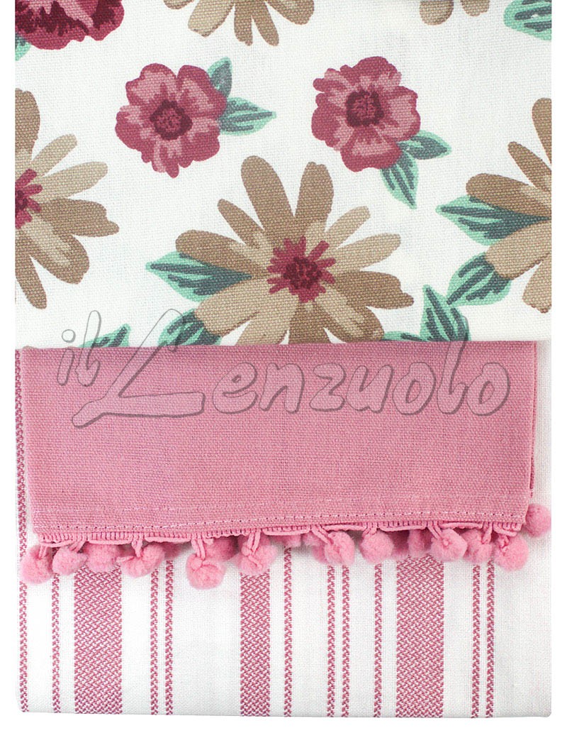 12 Pezzi, Rosa Flo mediatex srl Set 3-12 Strofinacci Panni da Cucina Asciugapiatti per Pulizia Multiuso all/' Ingrosso in Cotone 50x70 cm