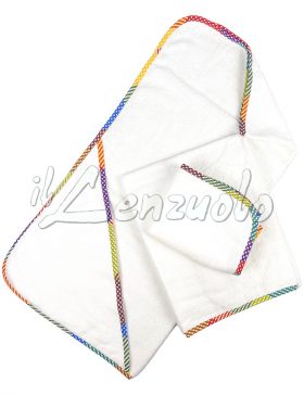 Accappatoio neonato a triangolo + set asciugamani in spugna di cotone