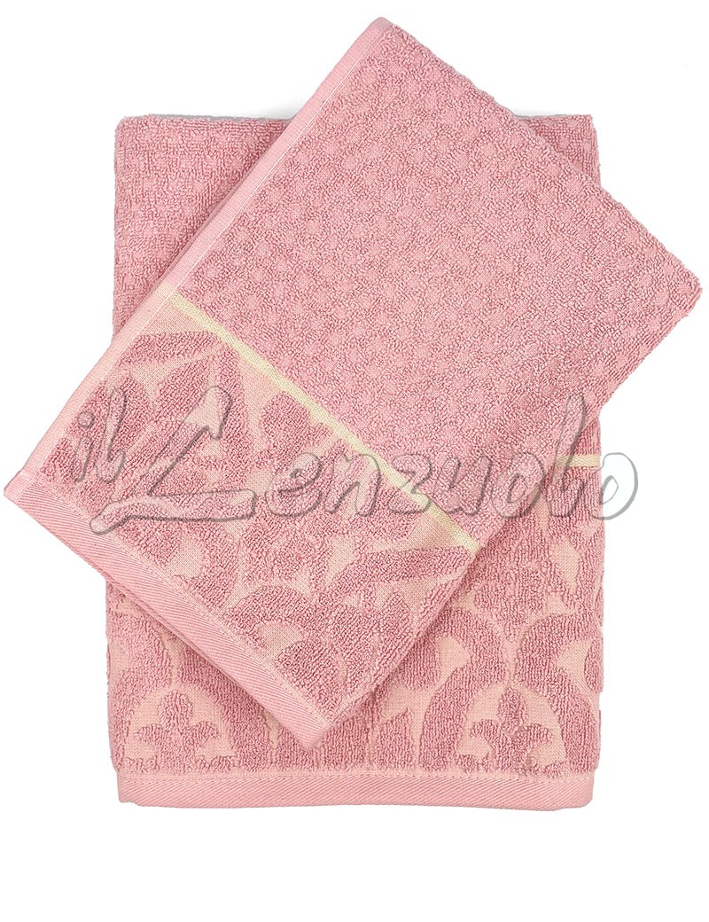 Jacquotha Set 2 Asciugamani Da Bagno Lilla A Scacchi Floreali - 60x140 Cm, Cotone 480 G/m², Morbidi E Assorbenti, Per Doccia, Spa, Regalo