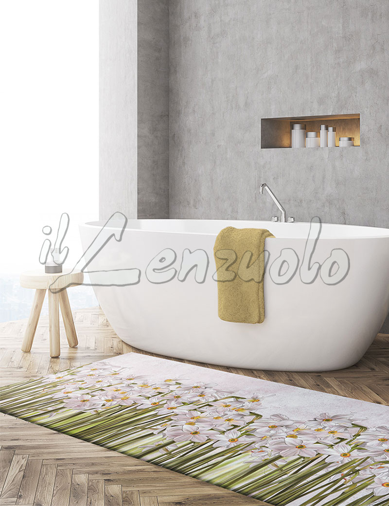 Tappeto da Bagno Classic Disegno Romboidale con Retro in Latex Antiscivolo  Disponibile In Diverse Misure