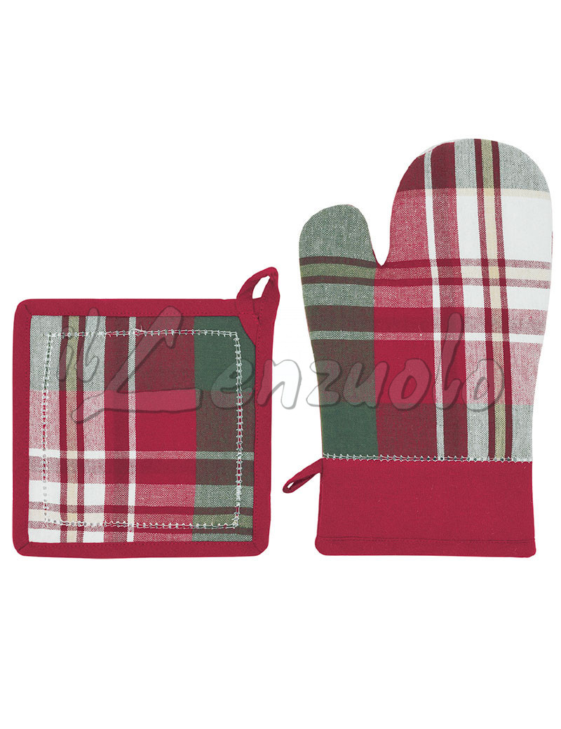 Guanto forno + presina natalizio TARTAN di Preziosa