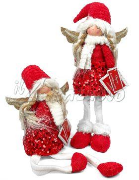 Pupazzo bambola decorazione natalizia ANGEL rosso