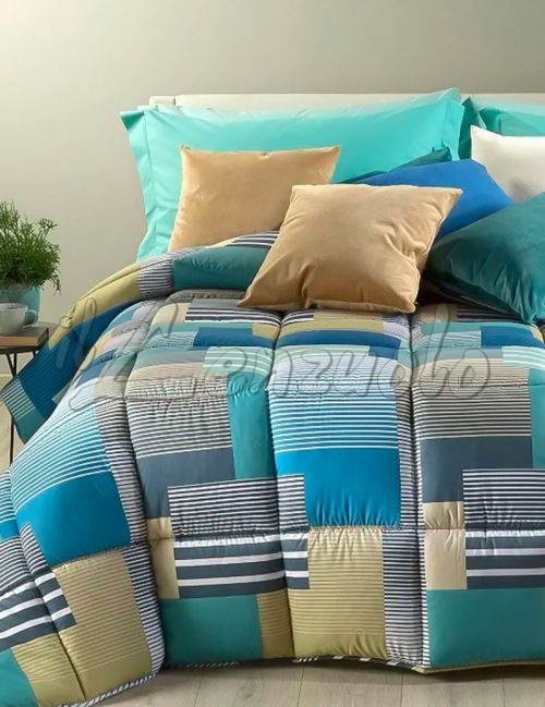 Bleu Câlin Trapunta Singola Calda Kylie – Stampa Fantasia, Poliestere Taffetà, Verde/Grigio, 140 X 200 Cm – Lavabile, 350 G/m²