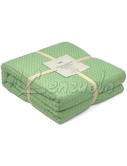 copriletto-nido-d'ape-waffle-verde