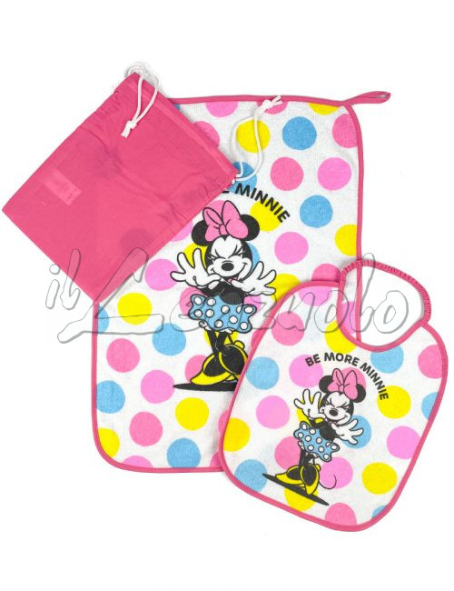 Set asilo Disney 3 pezzi: bavaglio-tovaglietta-sacco MINNIE
