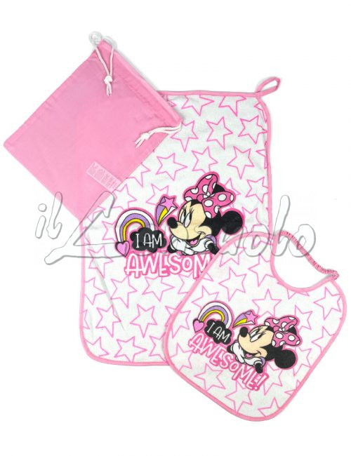 Set asilo Disney 3 pezzi: bavaglio-tovaglietta-sacco MINNIE
