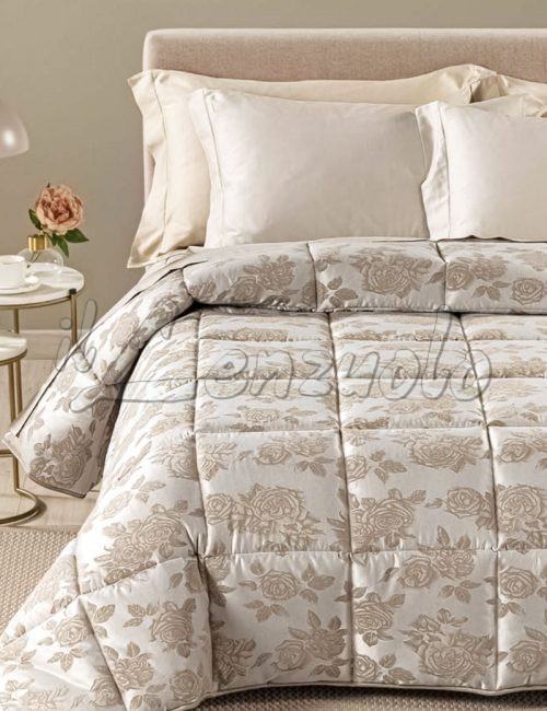 Trapunta matrimoniale Caleffi FLORET in raso jacquard