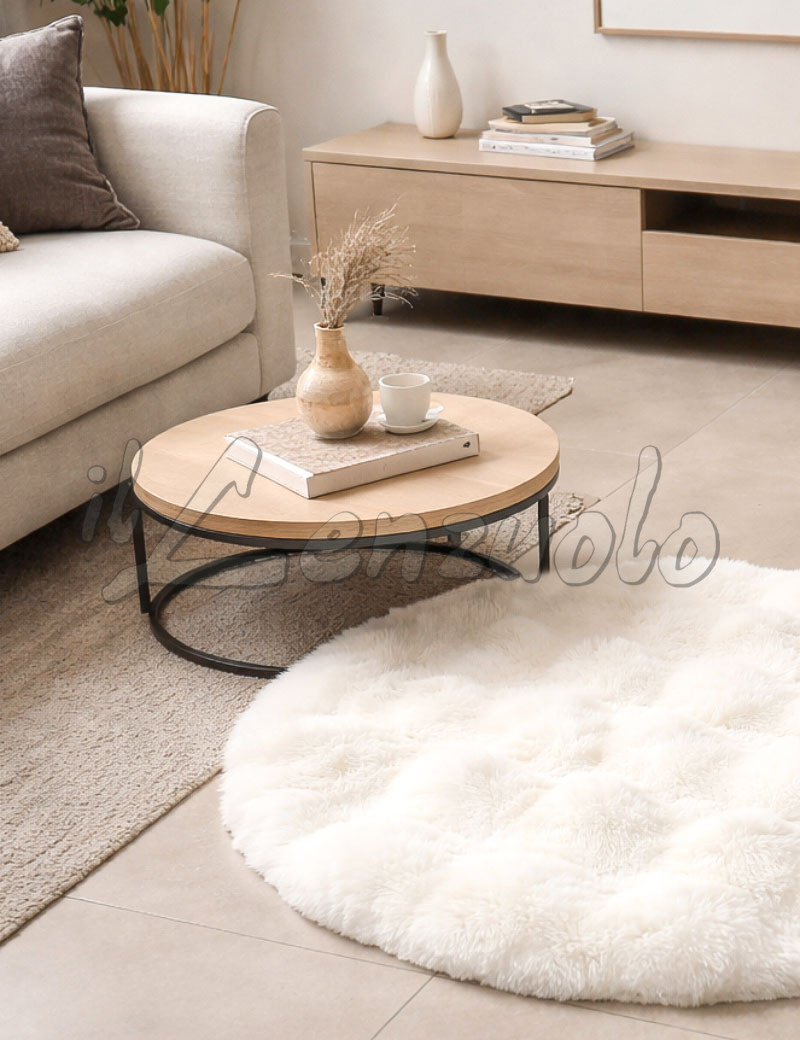 Tappeto moderno in ecopelliccia lapin JOOM tondo