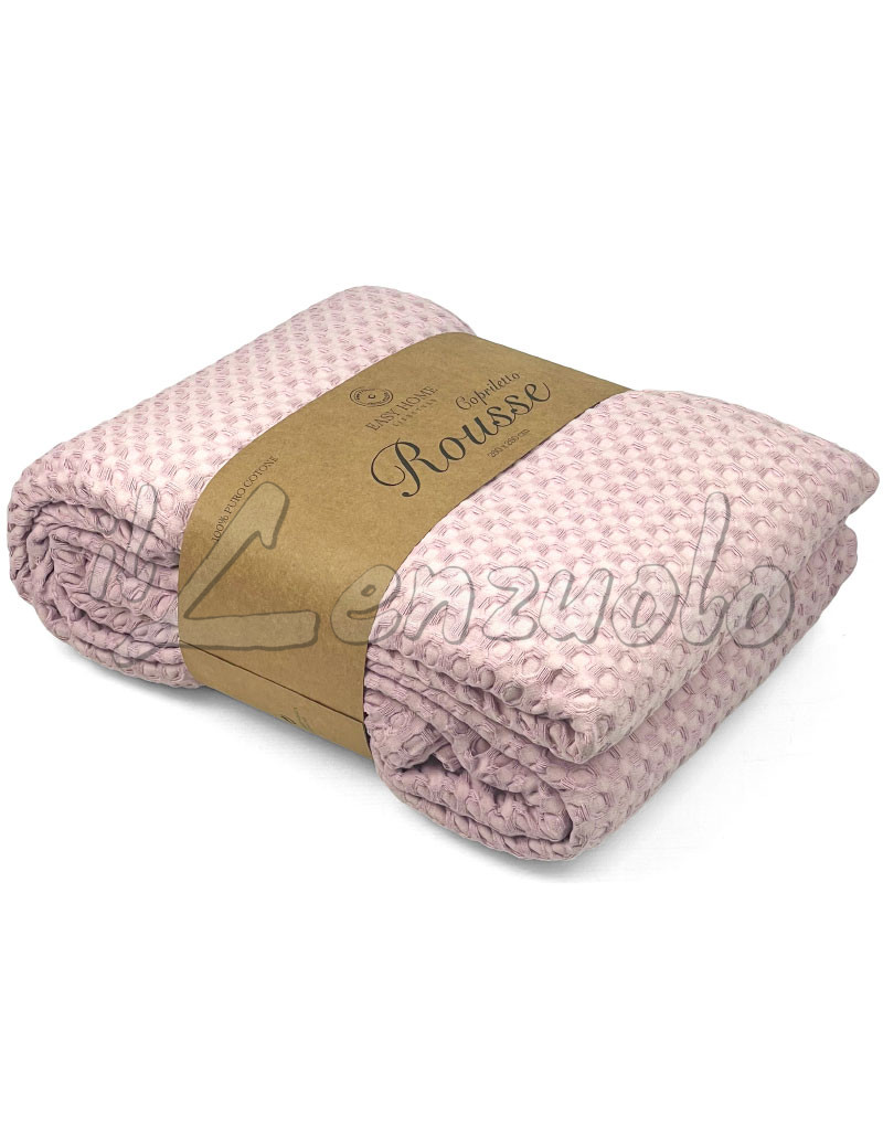 copriletto-matrimoniale-nido-d'ape-rousse-easy-home-rosa